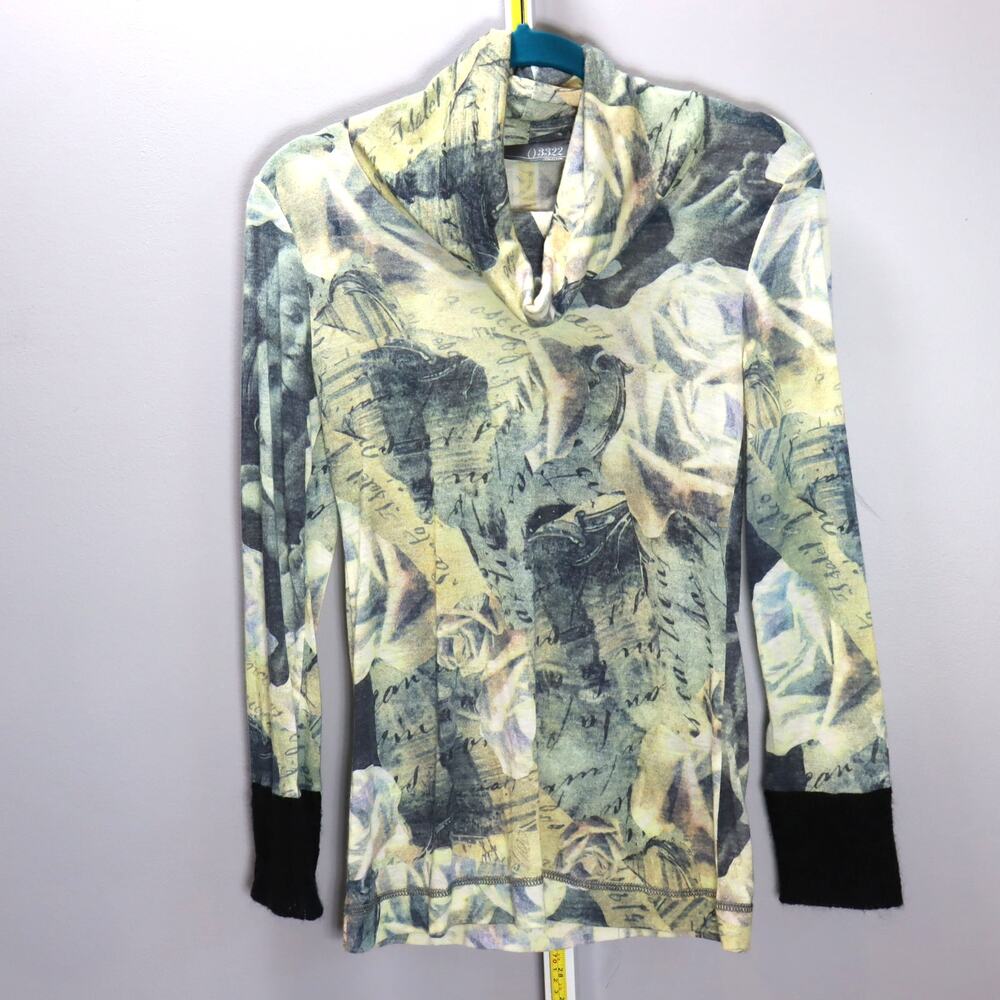 O 3322 Collection Top Klippa Cowl Neck Printed Long Sleeve Top Size 2‎